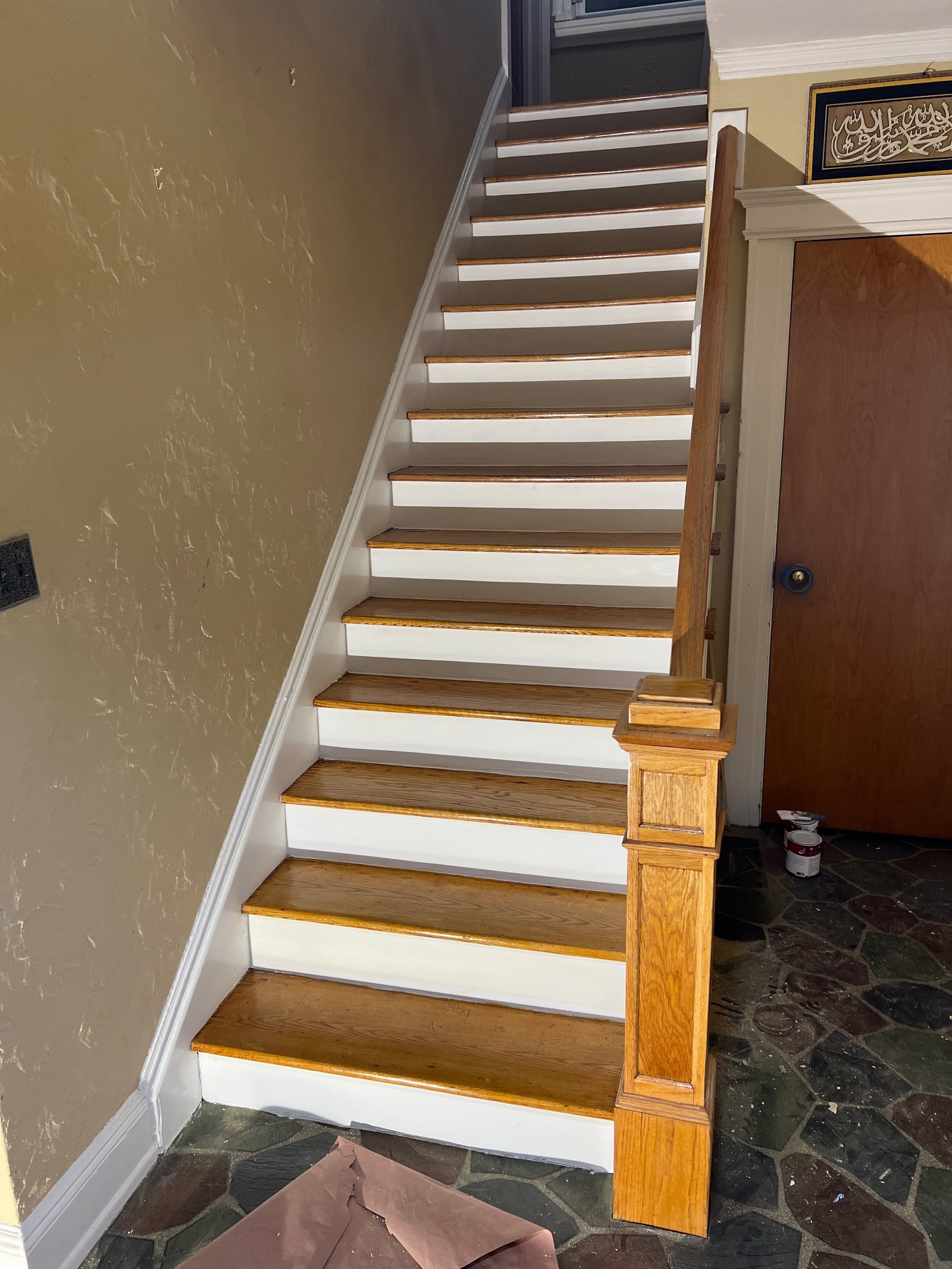 Stair upgrade NYC railings balusters refinishing wood stairs