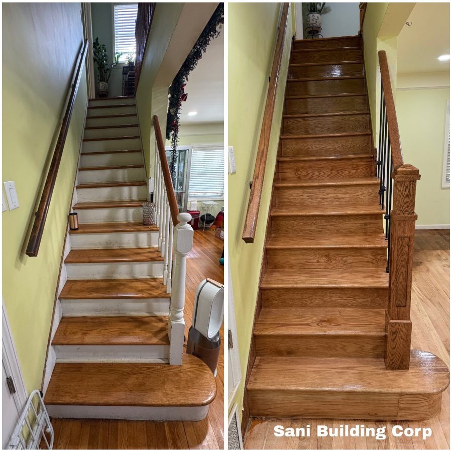 Stair trim, treads and railing restoration NYC