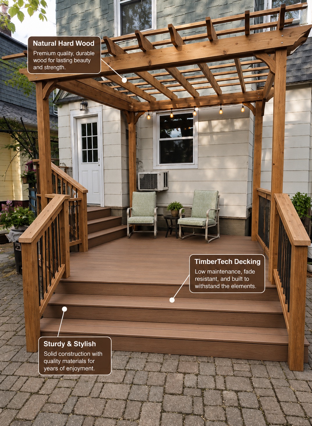 Deck stairs and railings craftsmanship - Sani Building Corp