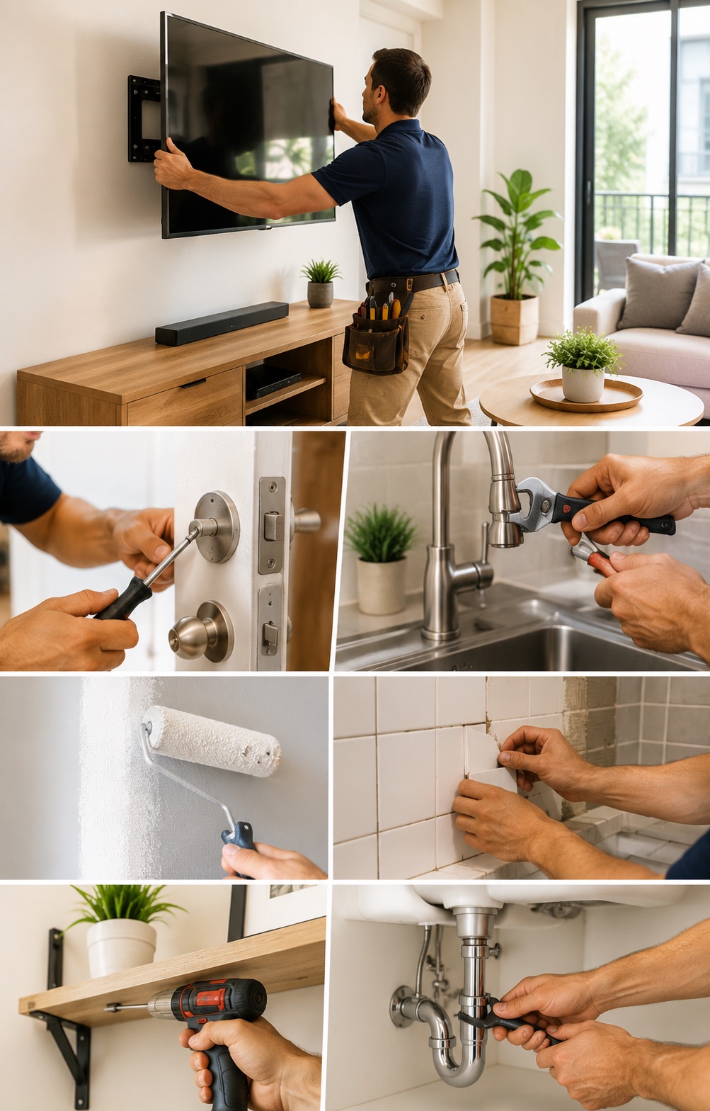 Handyman services NYC - TV mounting, plumbing, painting, tile, repairs - Sani Building Corp