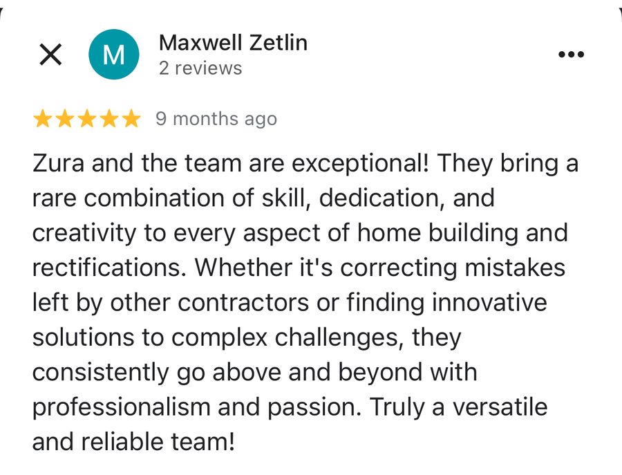 5-star Google review of Sani Building Corp repairs NYC