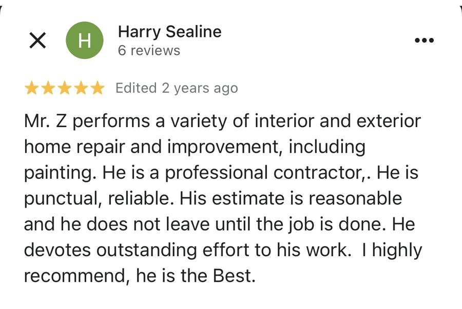 5-star Google review Sani Building Corp kitchen cabinet installation