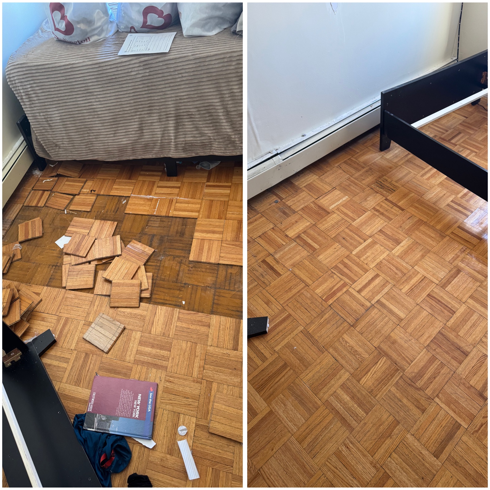 Water damaged floor repair and replacement NYC Brooklyn